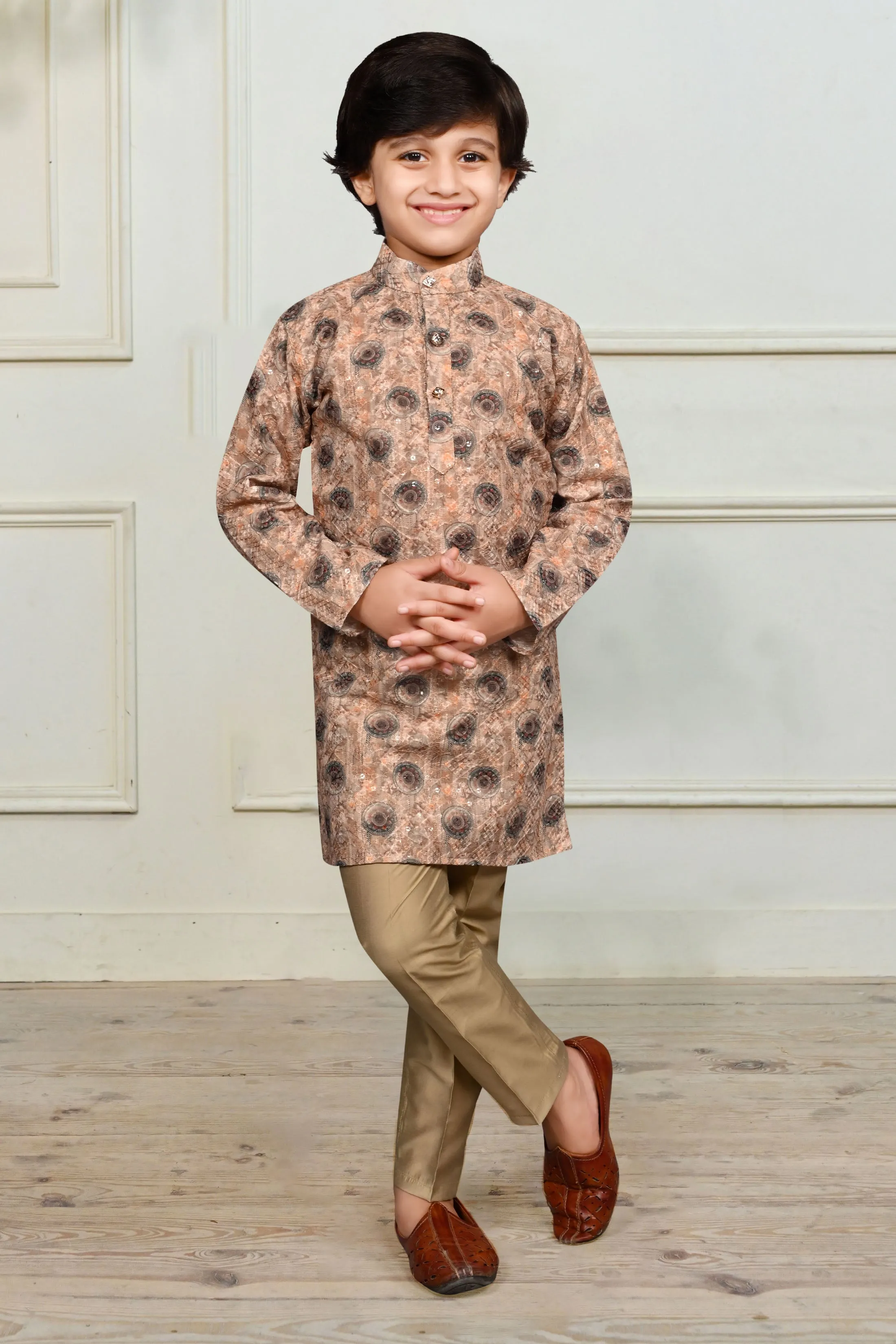 Ahhaaaa Kids Ethnic Cotton Printed Kurta Pajama Set for Boys