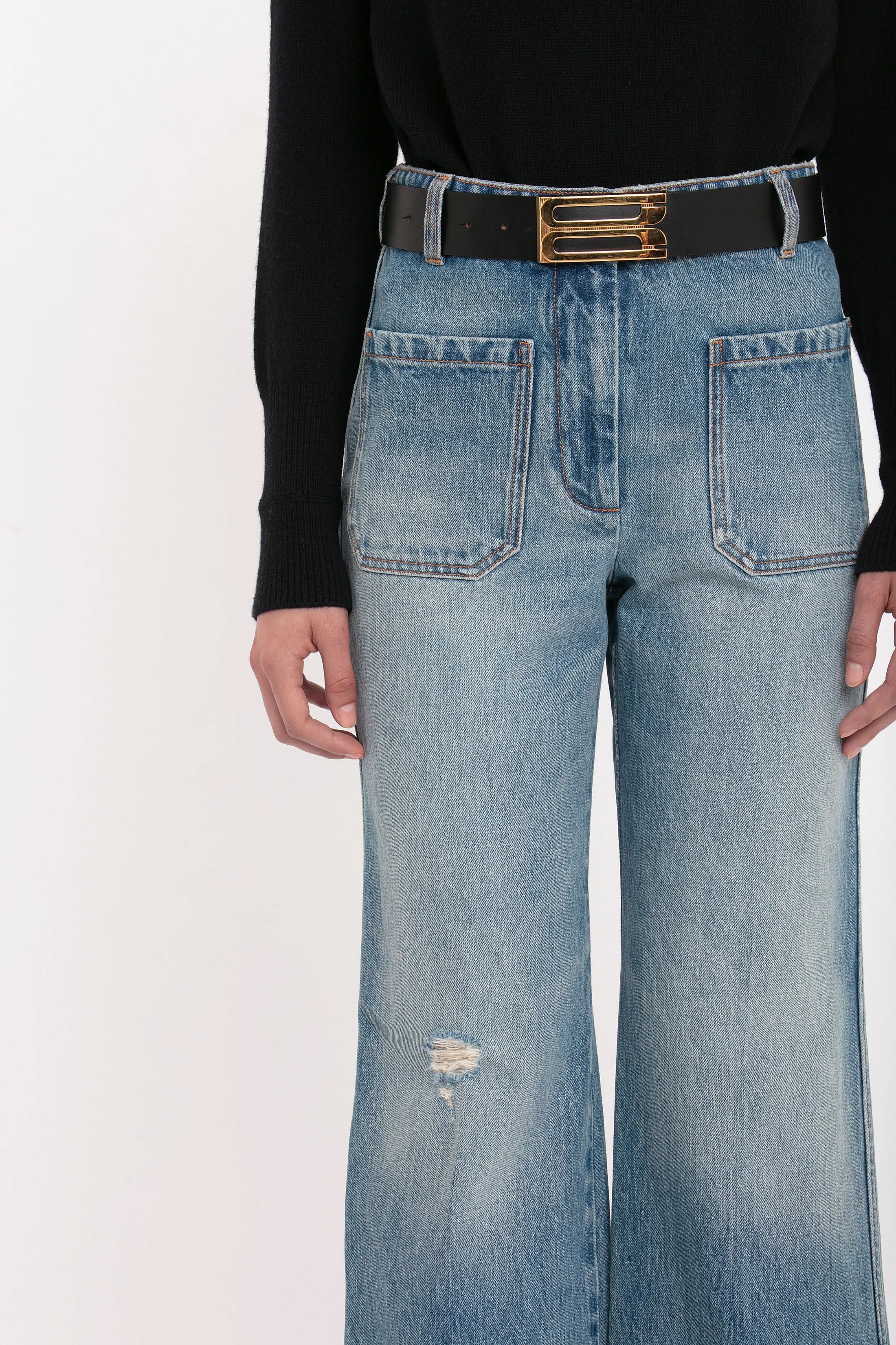 Alina High Waisted Jean In Worn Blue Wash