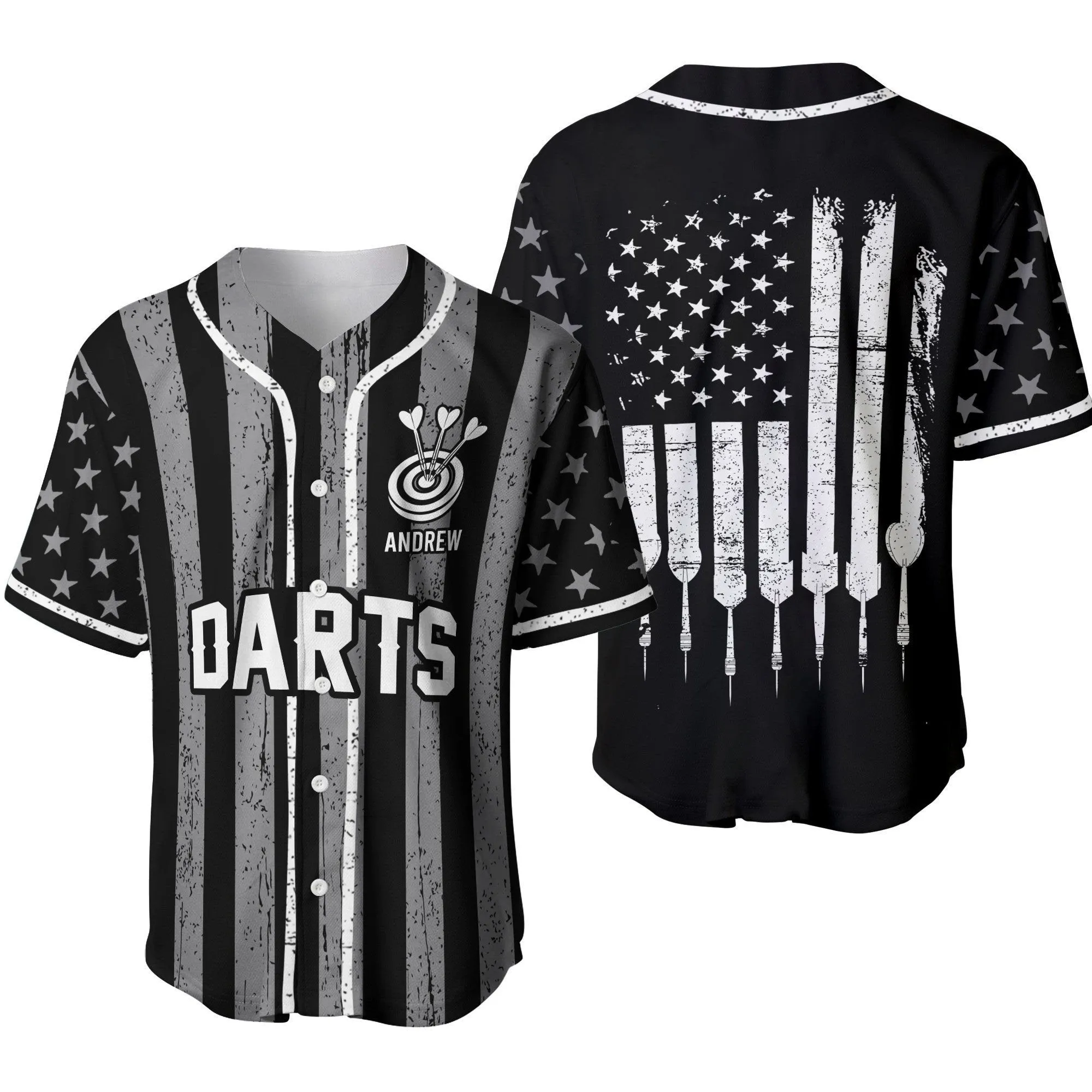 America Darts Black Flag Personalized Baseball Jersey, Gift for Dart Lover