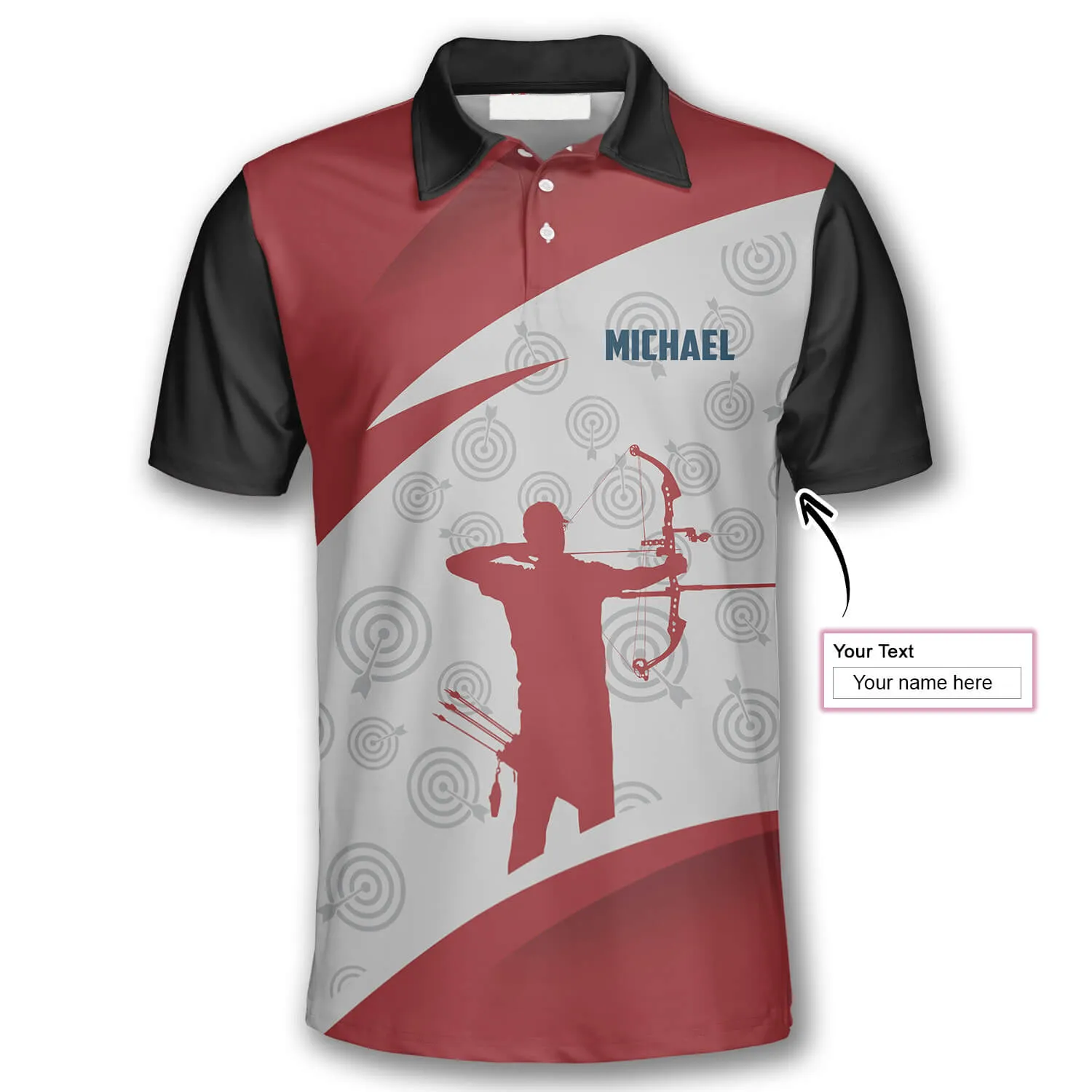 Archery Red Silhouette Custom Archery Shirts for Men, 3D All Over Print Archery Shirt