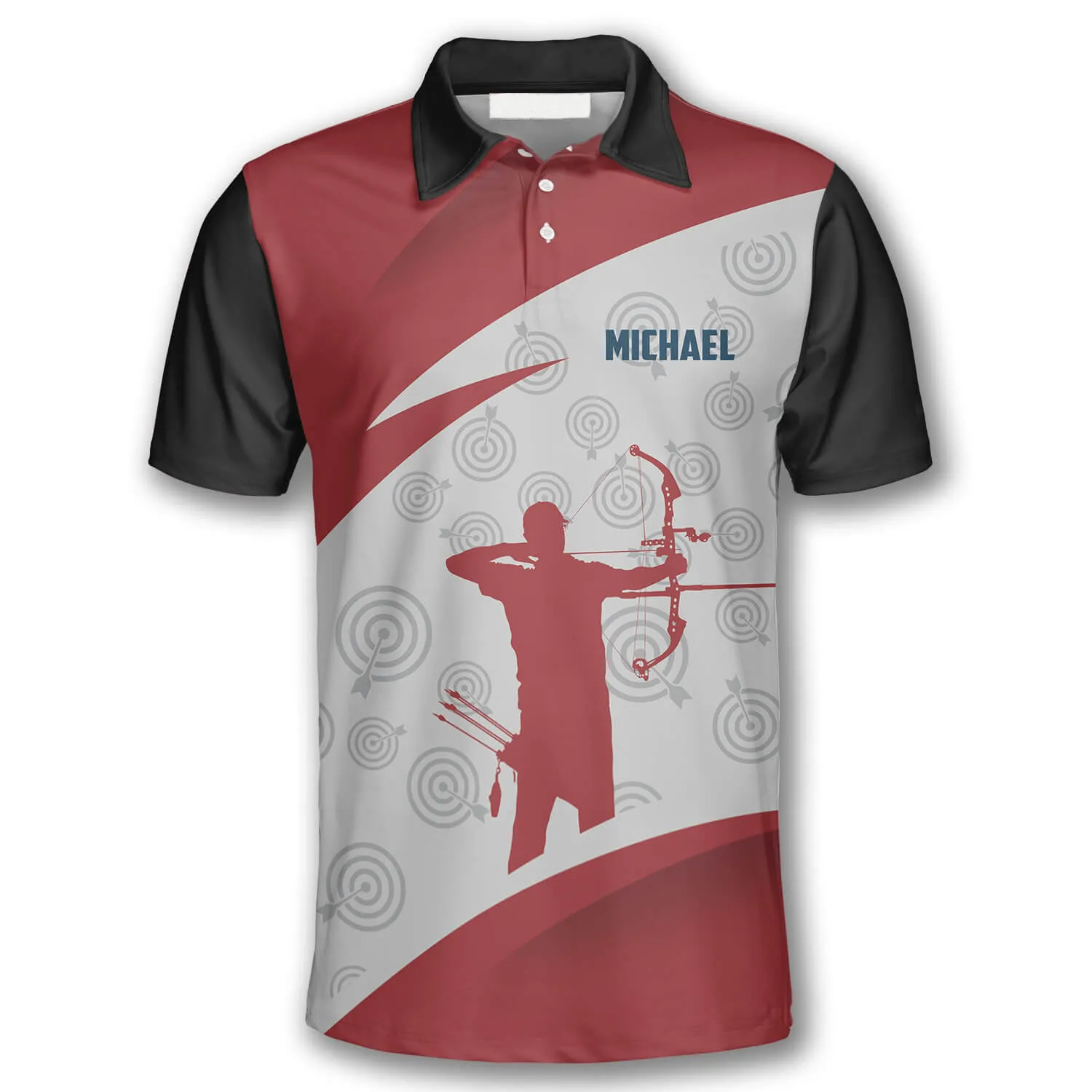 Archery Red Silhouette Custom Archery Shirts for Men, 3D All Over Print Archery Shirt