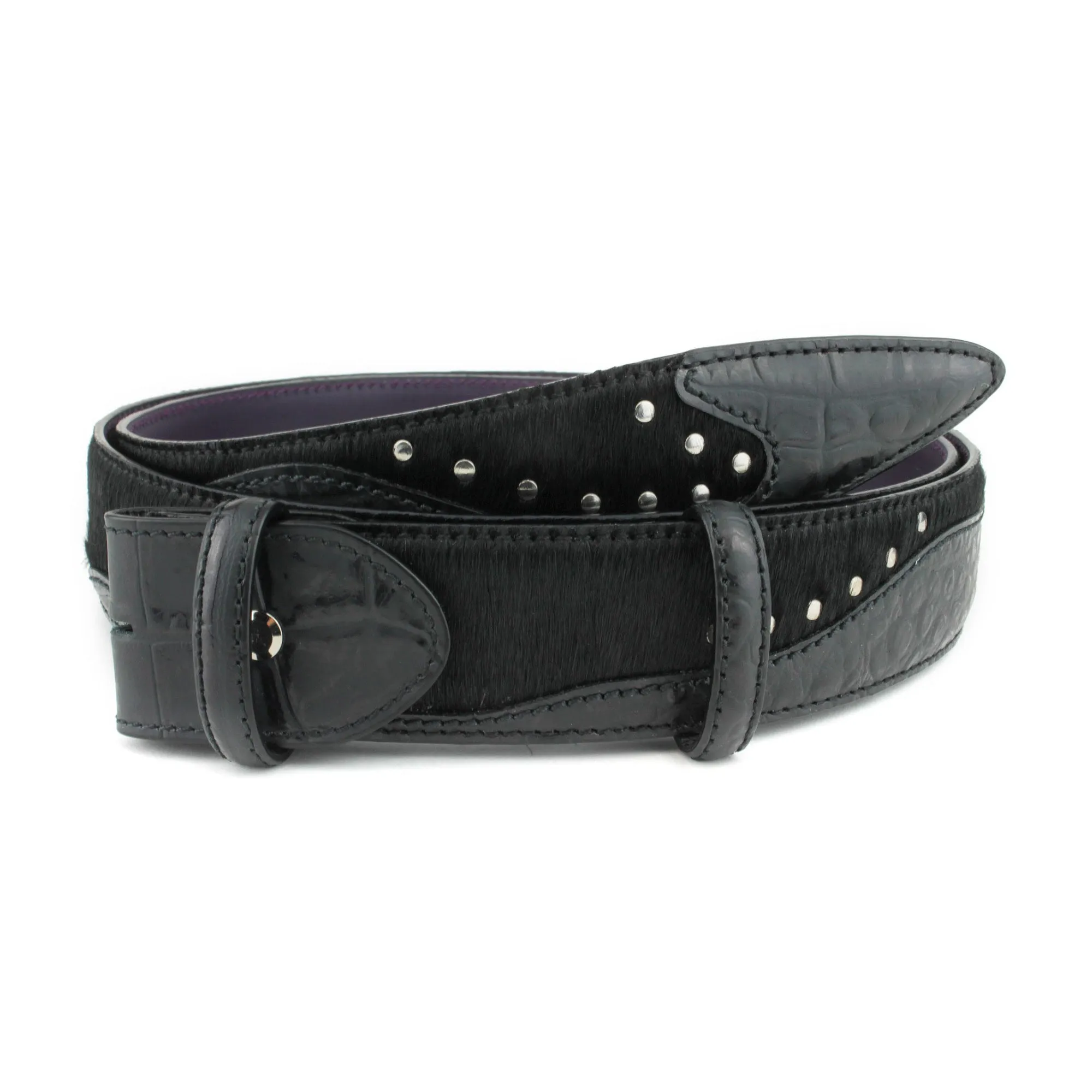 Belafonte Croc /Pony Mix Studded Belt Strap