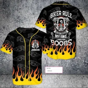 Biker Skull Personalized Baseball Jersey, Idea Gift for Biker 3D Baseball Jersey