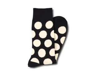 Black Socks with Large White Polka Dots