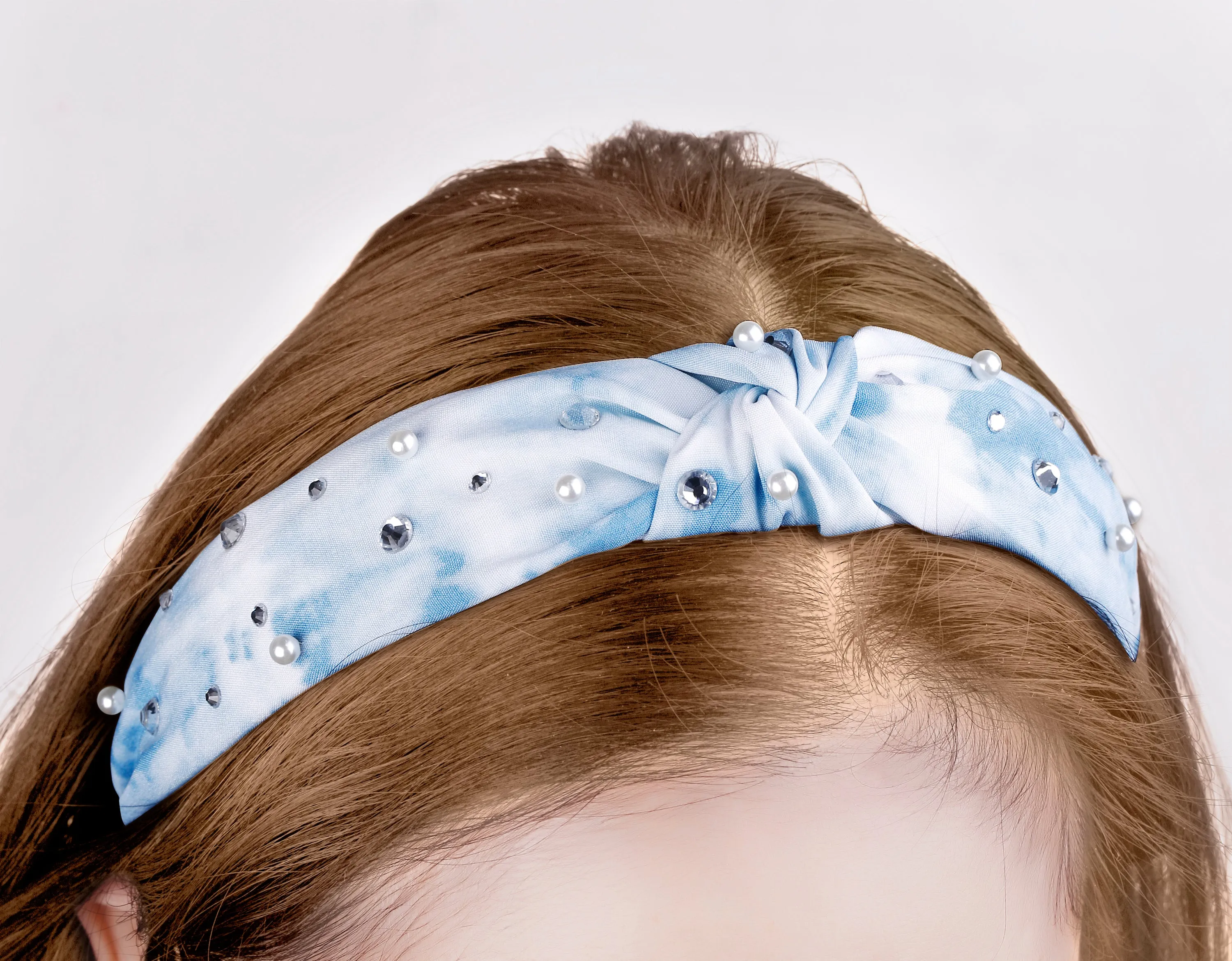 Blue Knot Tie Dye Headband
with Pearl