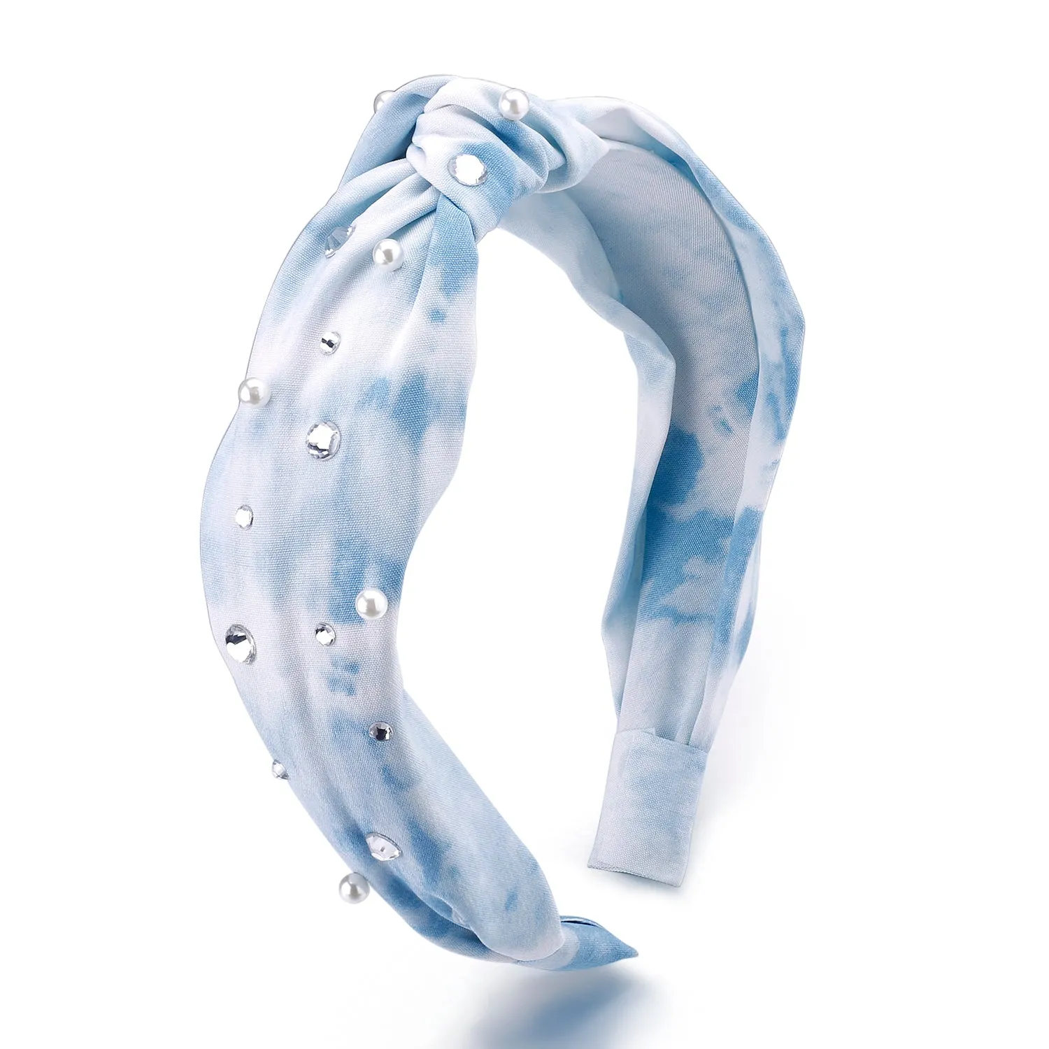 Blue Knot Tie Dye Headband
with Pearl