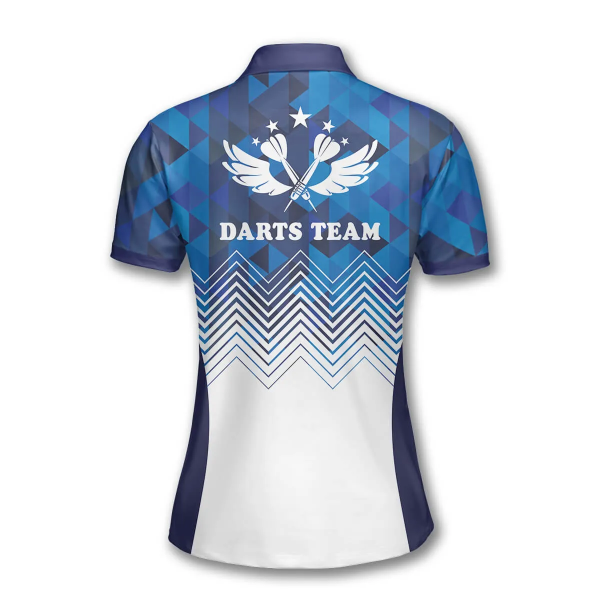 Blue White Custom Darts Shirts for Women, 3D All Over Print Dart Polo Shirt