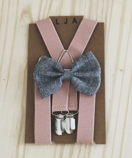 Blush Pink Elastic Suspenders