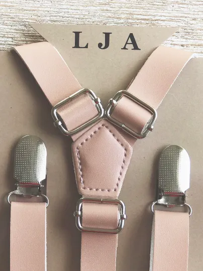 Blush Pink Faux Leather Suspenders