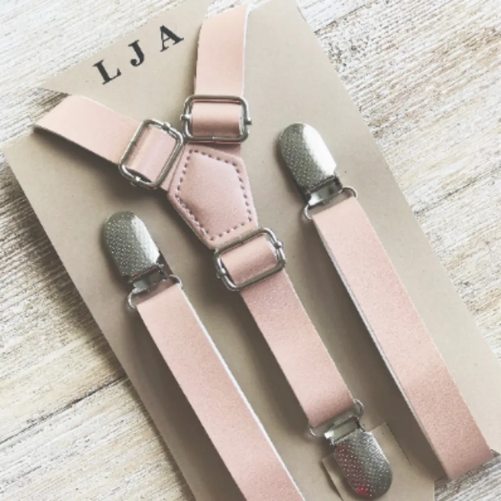 Blush Pink Faux Leather Suspenders