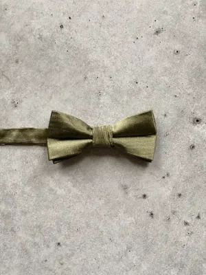 Boho Olive Satin Silk Bow Tie