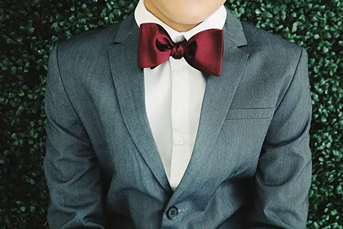 Burgundy Wine Silk Pre-Tied Bow Tie