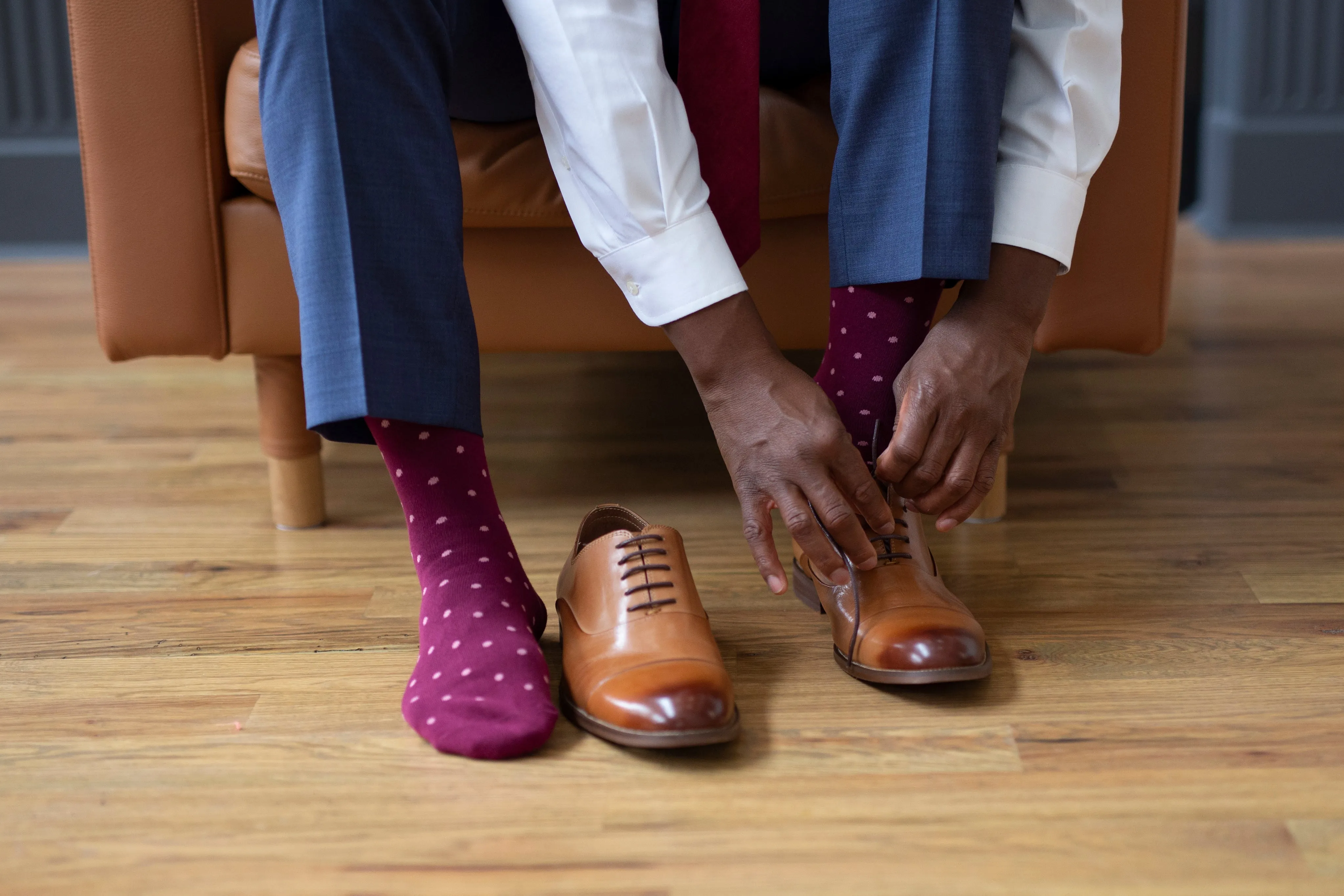 Burgundy with Pink Dots Socks