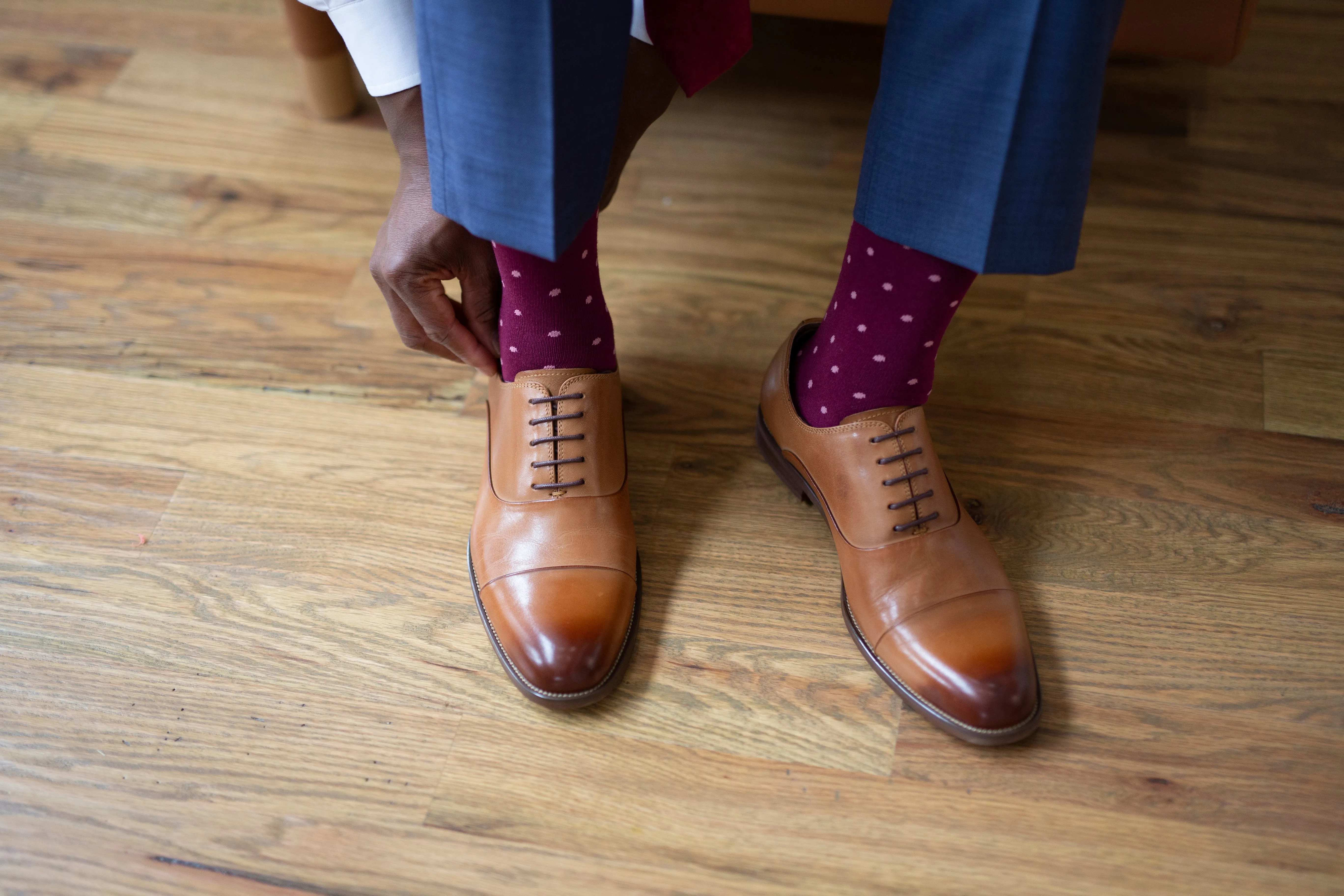 Burgundy with Pink Dots Socks