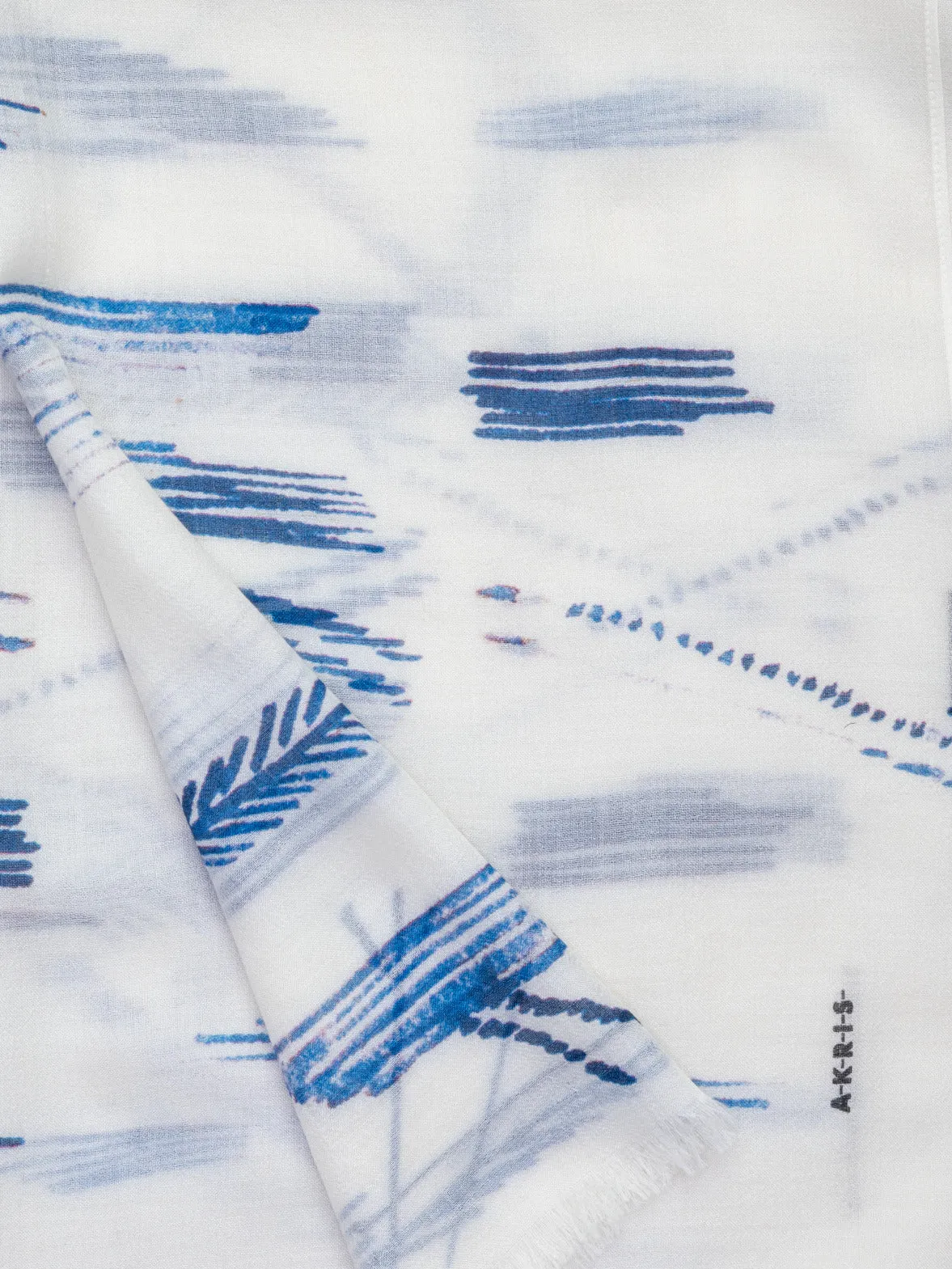 Cashmere Silk Scarf with Kasuri Birds Print