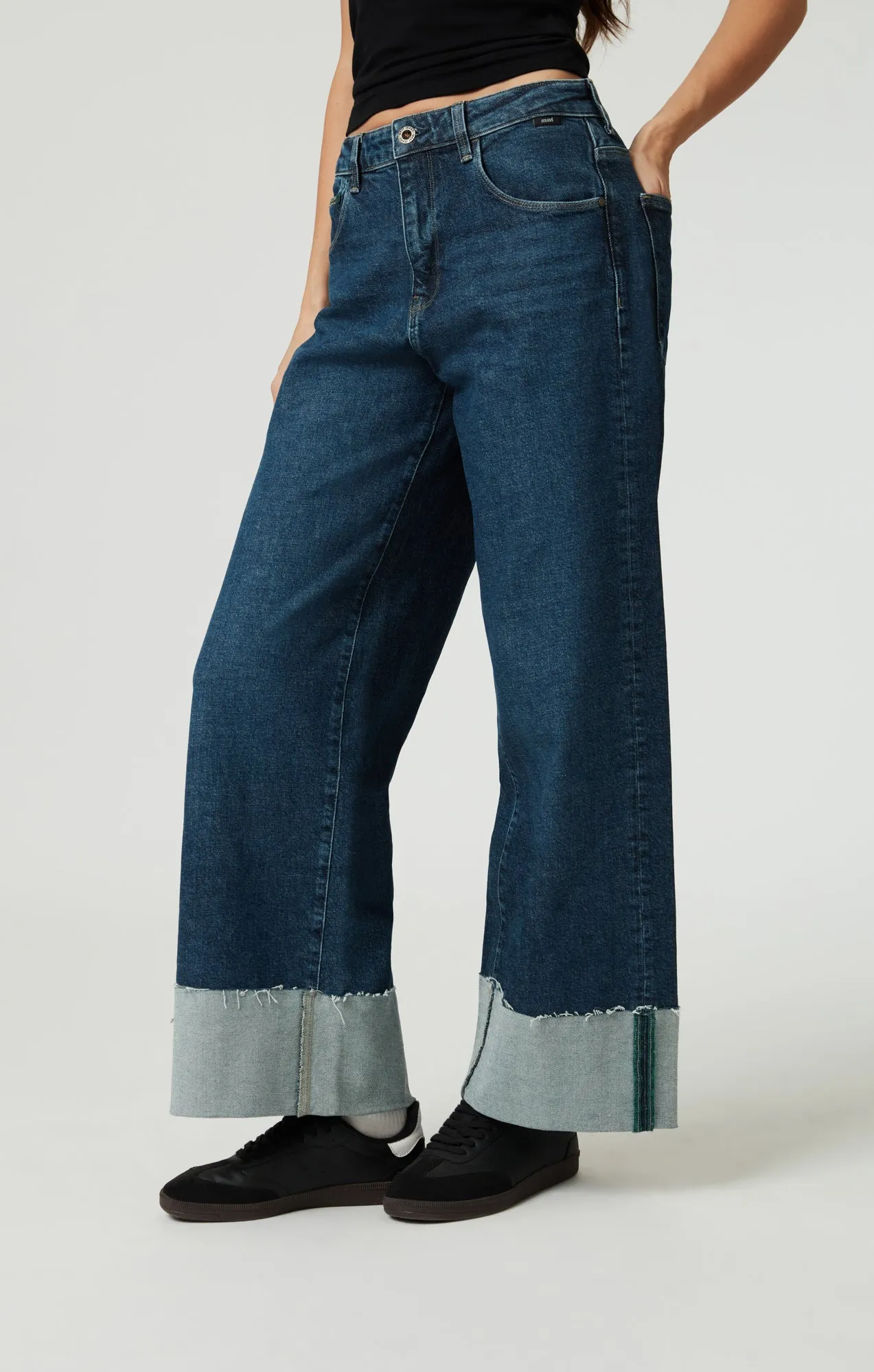 CATHY WIDE LEG IN DARK BLUE DENIM