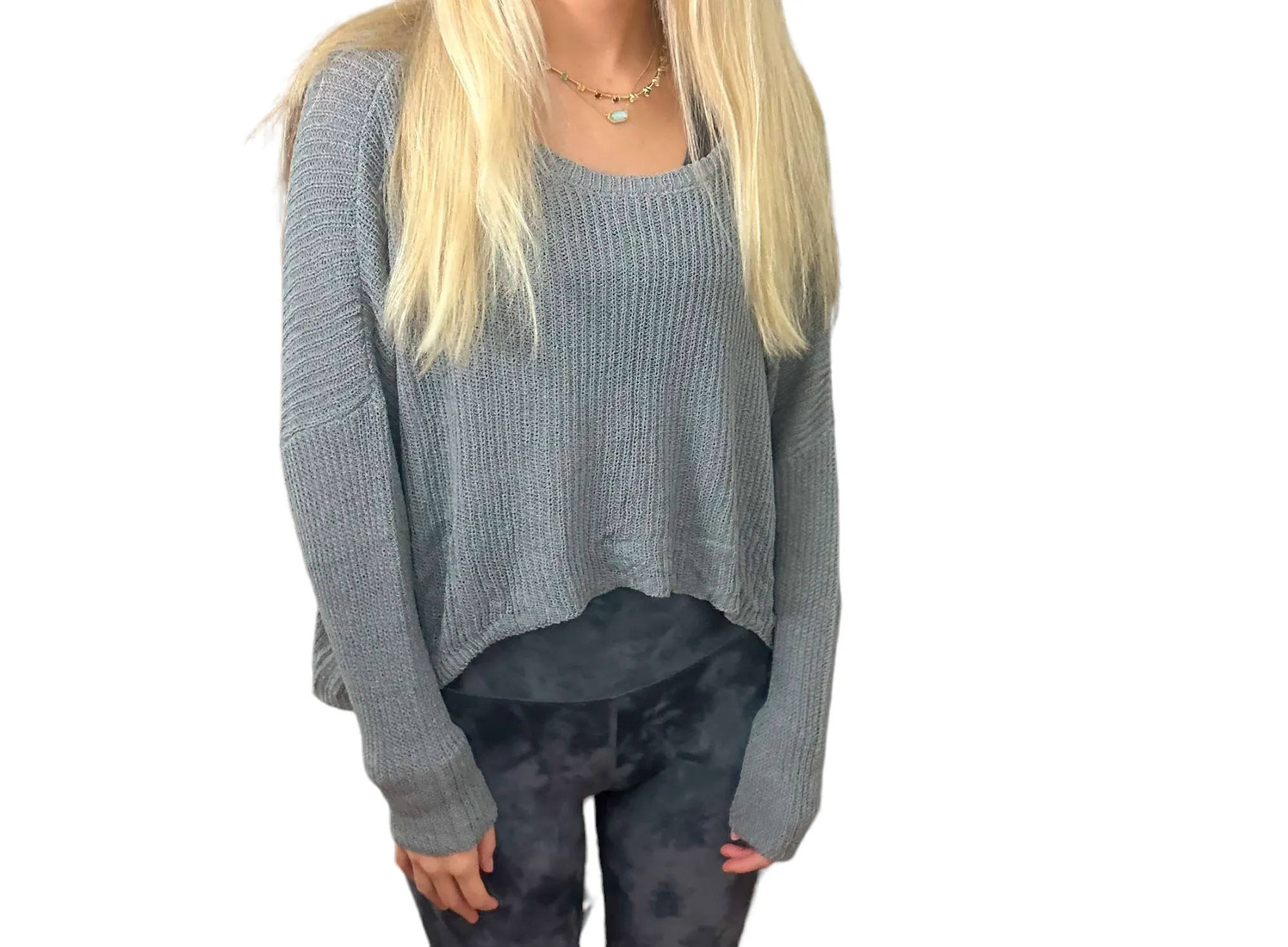 Chic Slouchy High-Low Sweater in Dark Grey