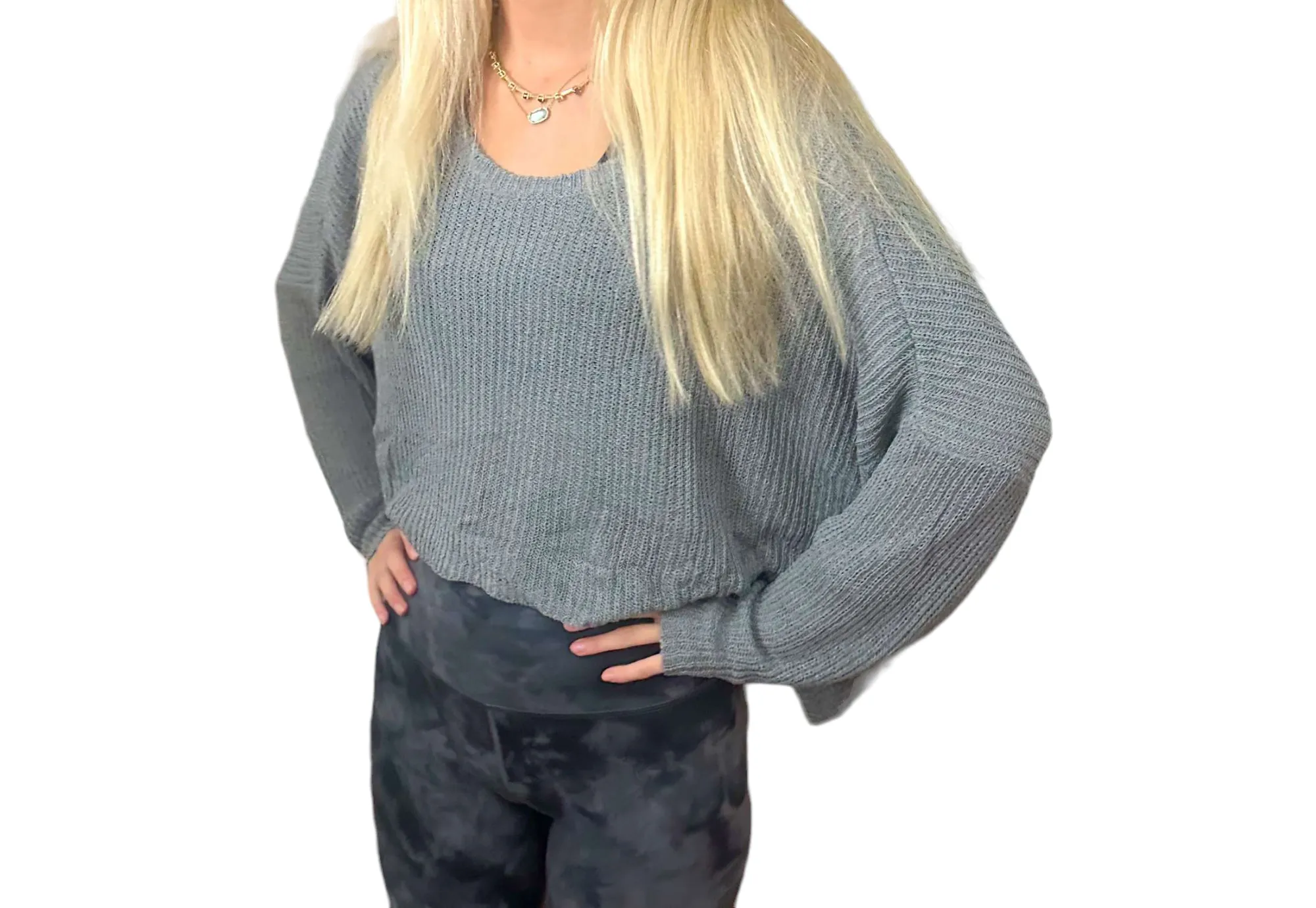 Chic Slouchy High-Low Sweater in Dark Grey