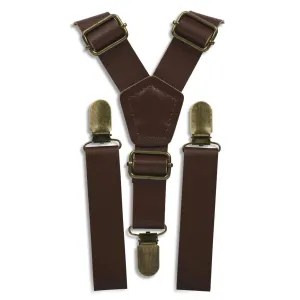 Coffee Brown Faux Leather Suspenders