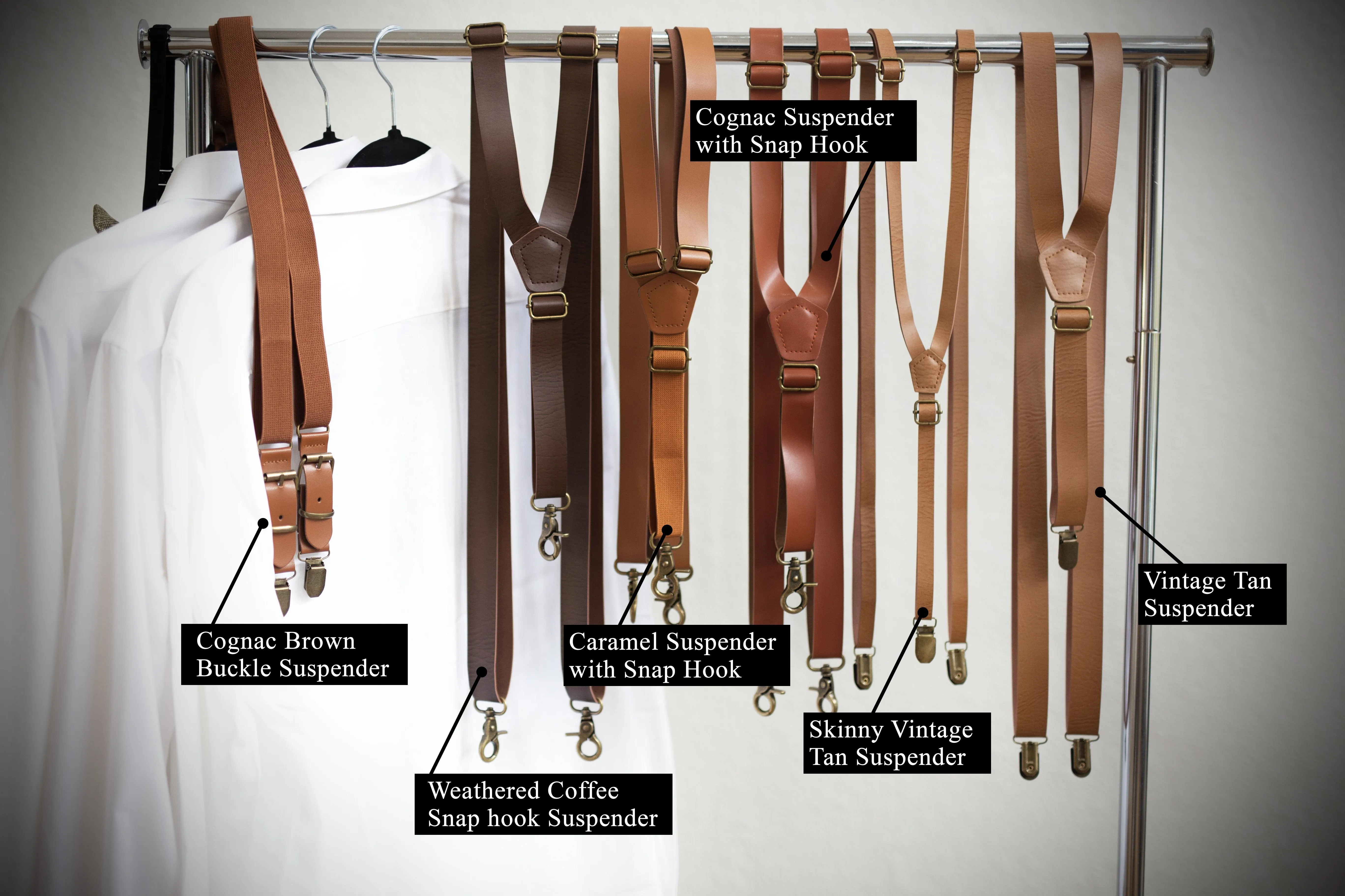 Cognac Elastic Suspenders