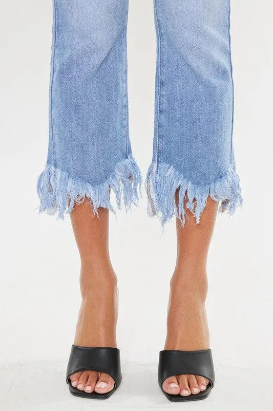 Crop High Rise Bootcut Denim Jeans