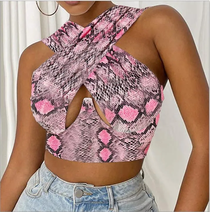 Cross Wrap Sleeveless Cut-Out Front Crop Bustier Tops- Plus Size