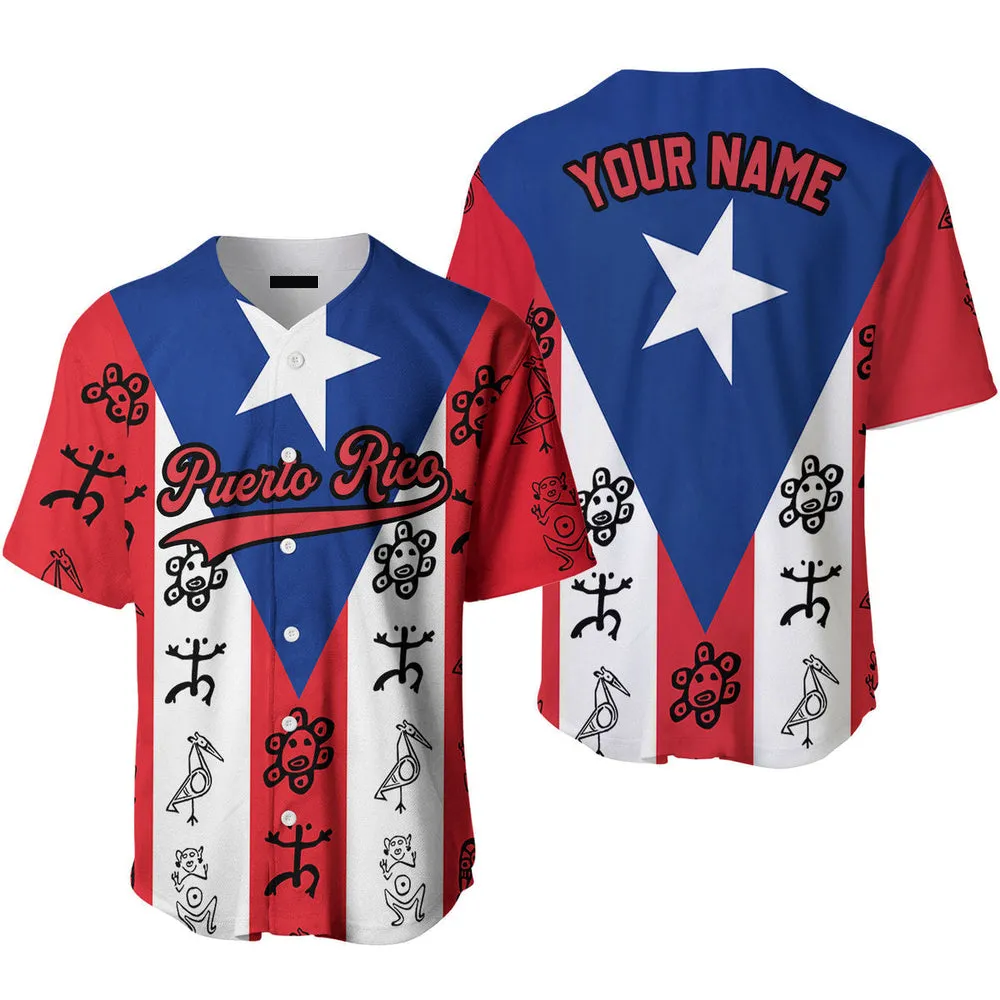 Custom Flag Funny Sketch Red Black Puerto Rico Baseball Jersey