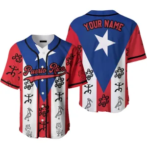 Custom Flag Funny Sketch Red Black Puerto Rico Baseball Jersey