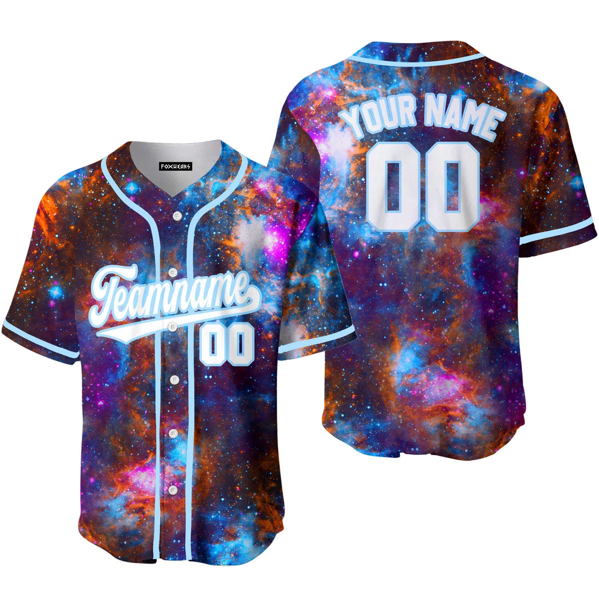 Custom Galaxy Pattern White Orange Custom Baseball Jerseys For Men & Women