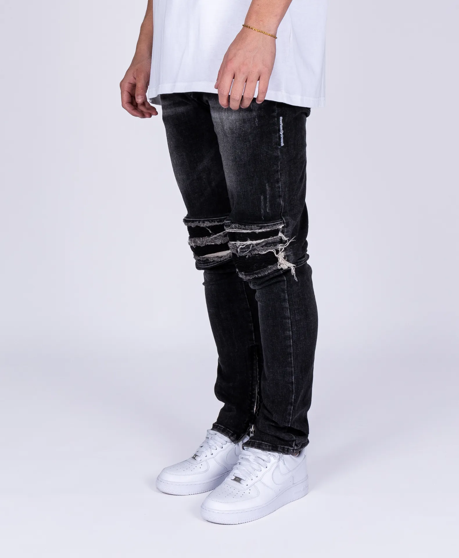 DENIM BIKER JEANS BLACK