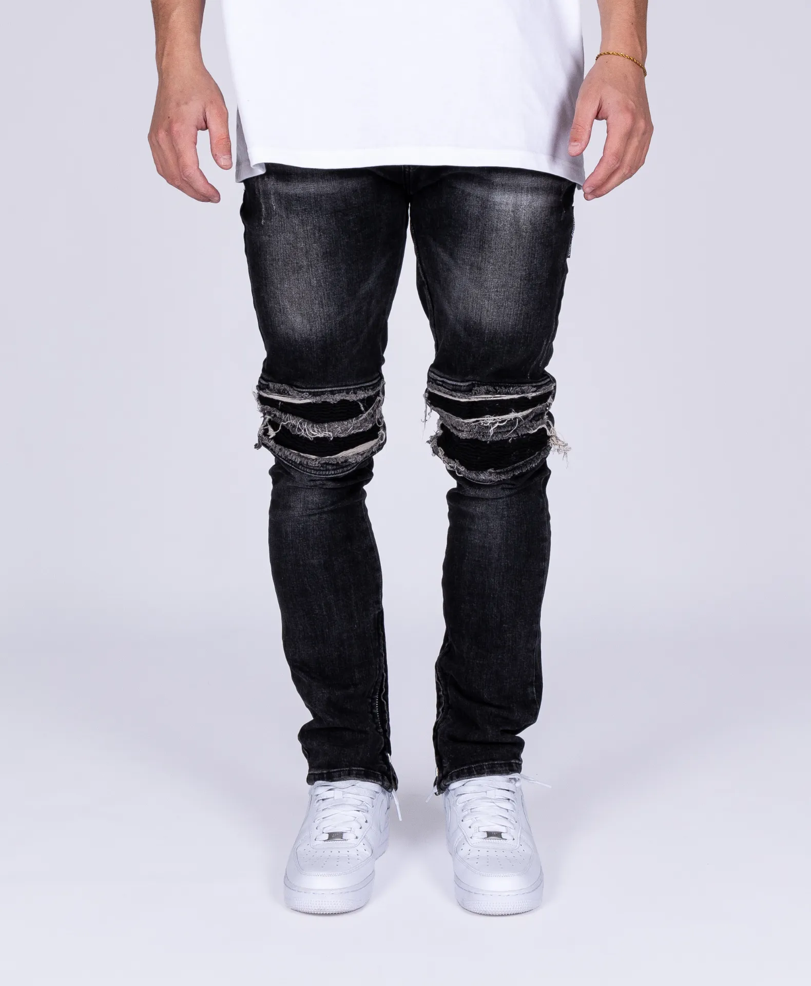 DENIM BIKER JEANS BLACK