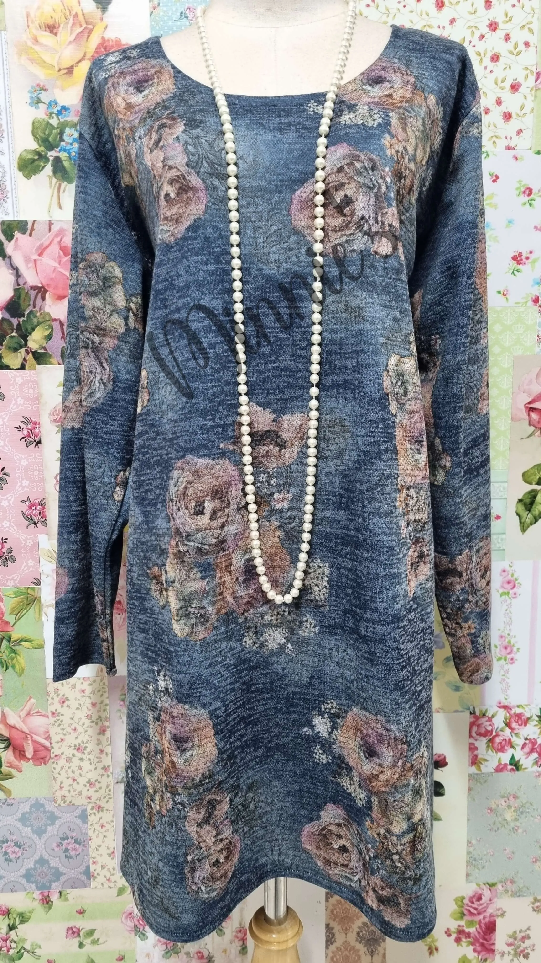 Denim Blue Floral Top LR0191