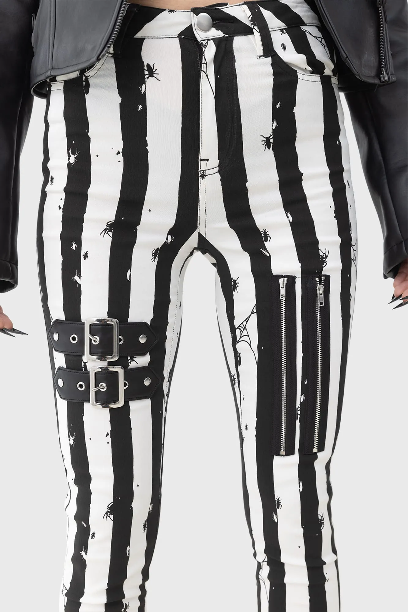 Distressed Stripe Skinny Trousers