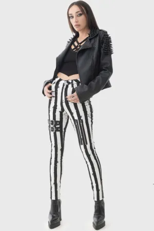 Distressed Stripe Skinny Trousers