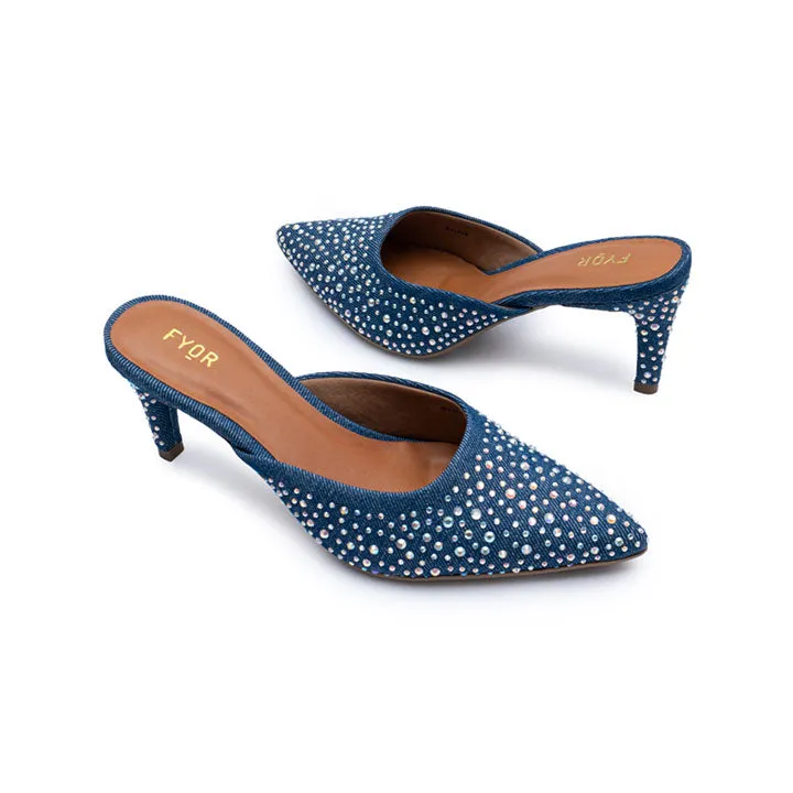 Embellished Diamante Denim Pump BVL 028