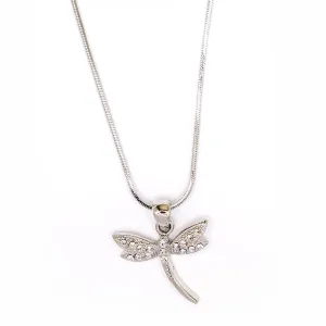 Empire Cove Dragonfly Pendant Necklace Silver Toned Rhinestone Fashion Jewelry