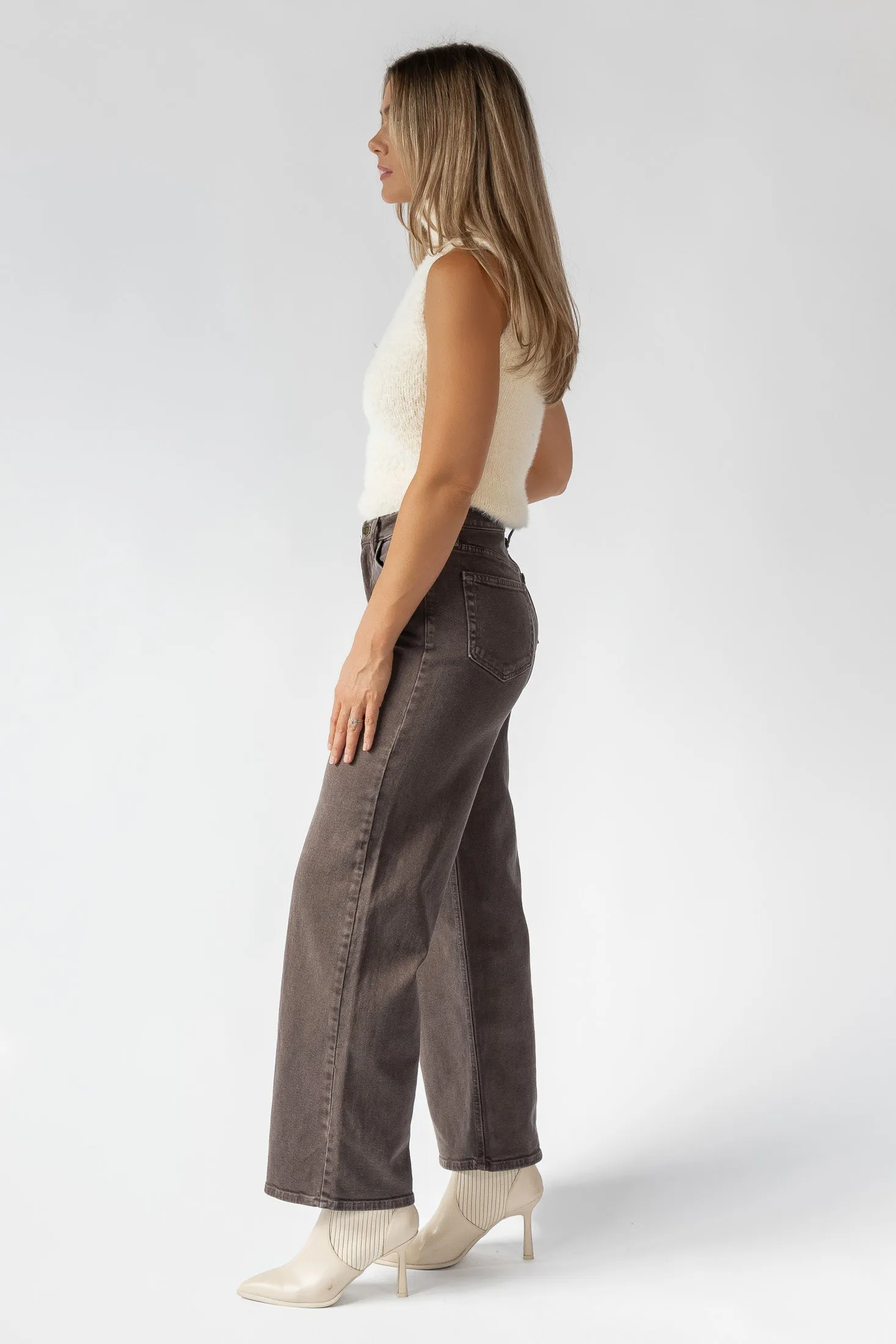 Eris Vintage Brown Wide Leg Denim - Final Sale