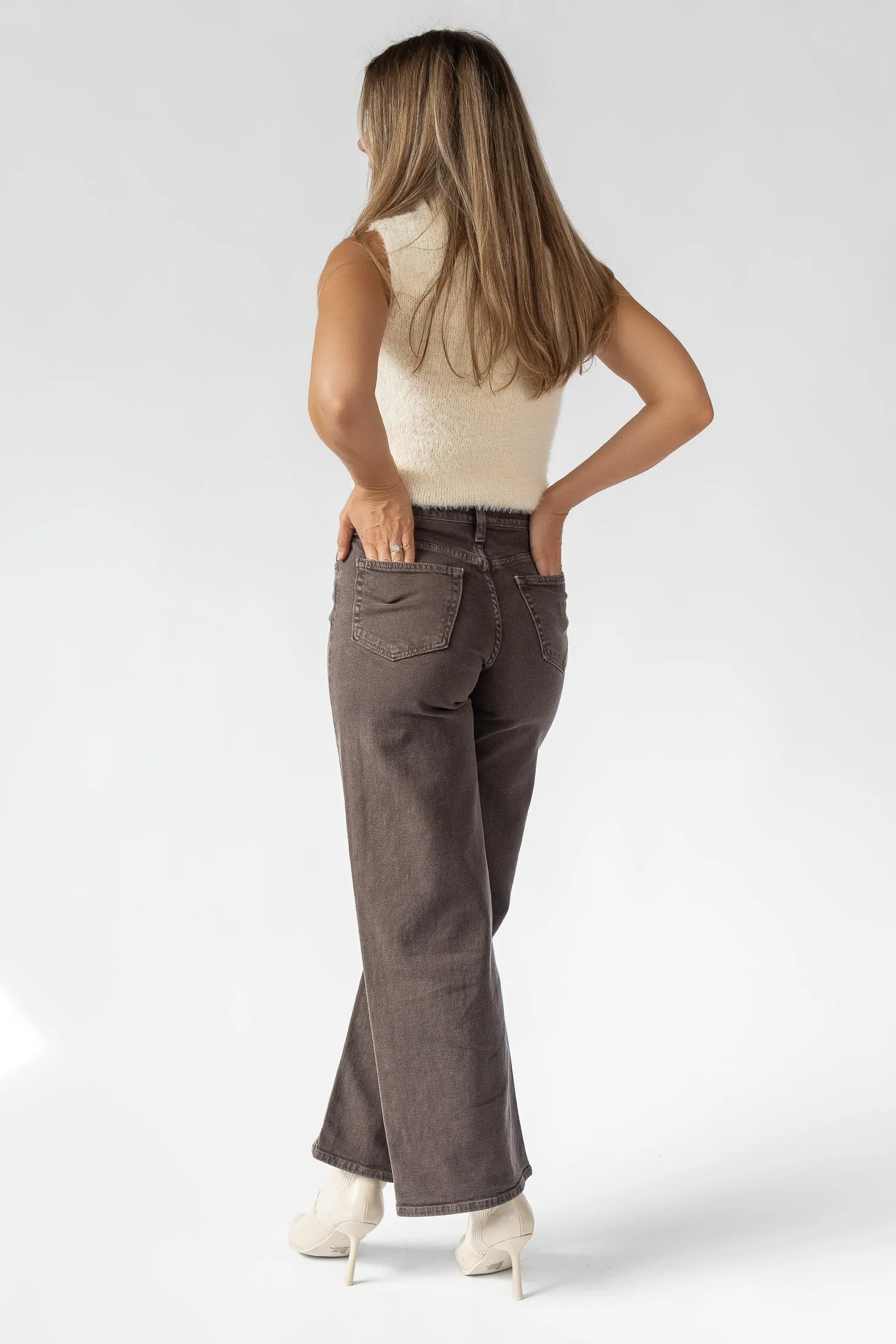 Eris Vintage Brown Wide Leg Denim - Final Sale