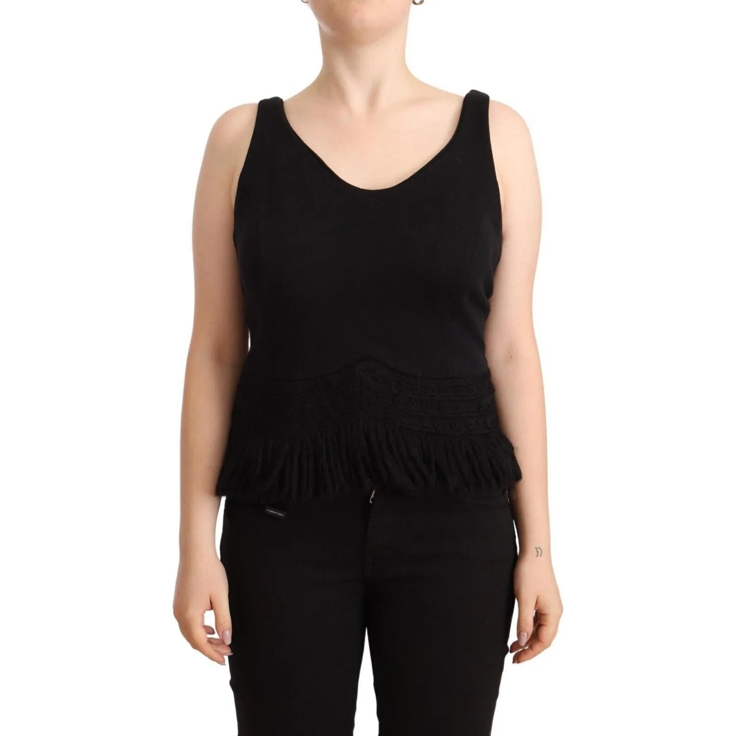 Ermanno Scervino Chic Sleeveless Designer Tank Top in Black