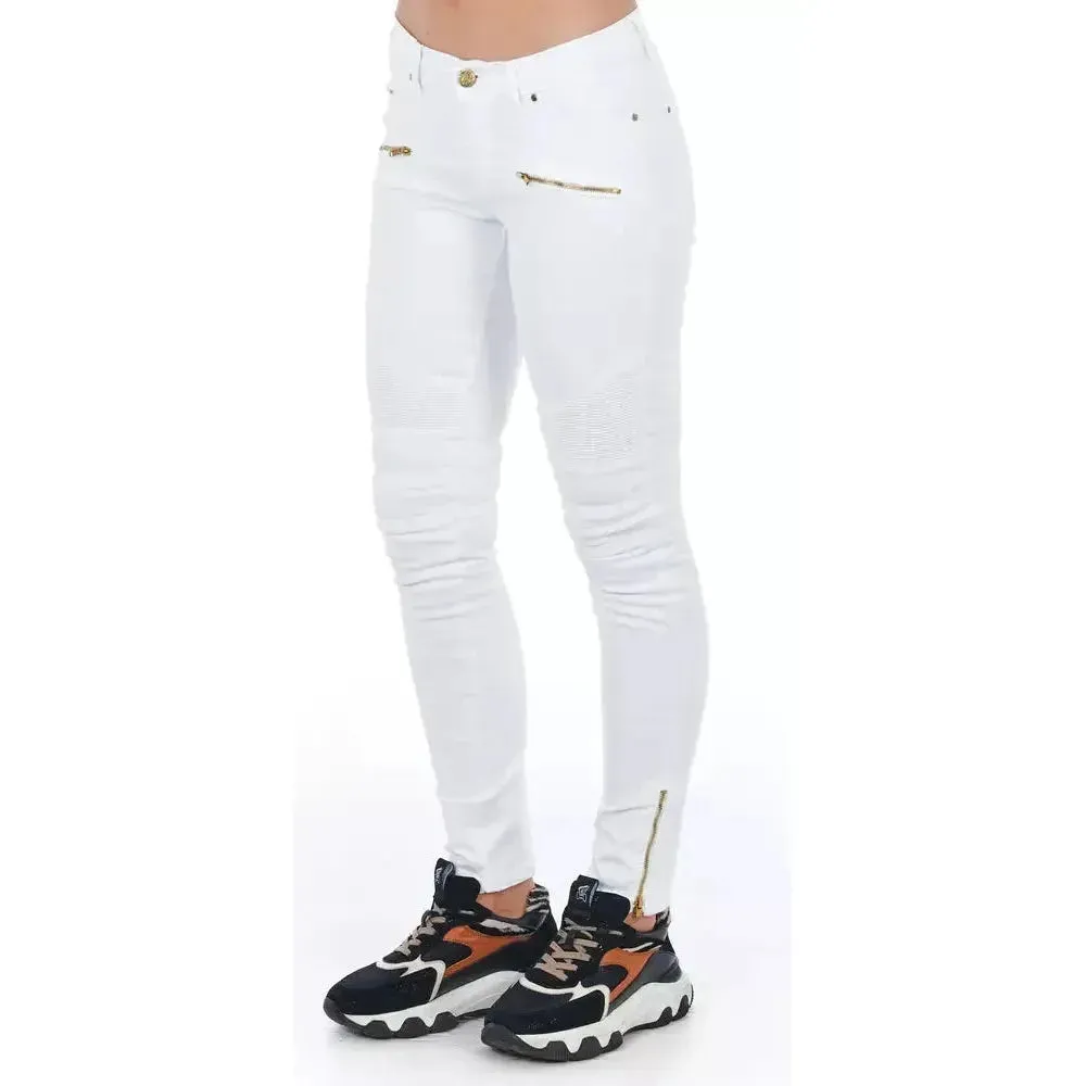 Frankie Morello White Cotton Women Jeans