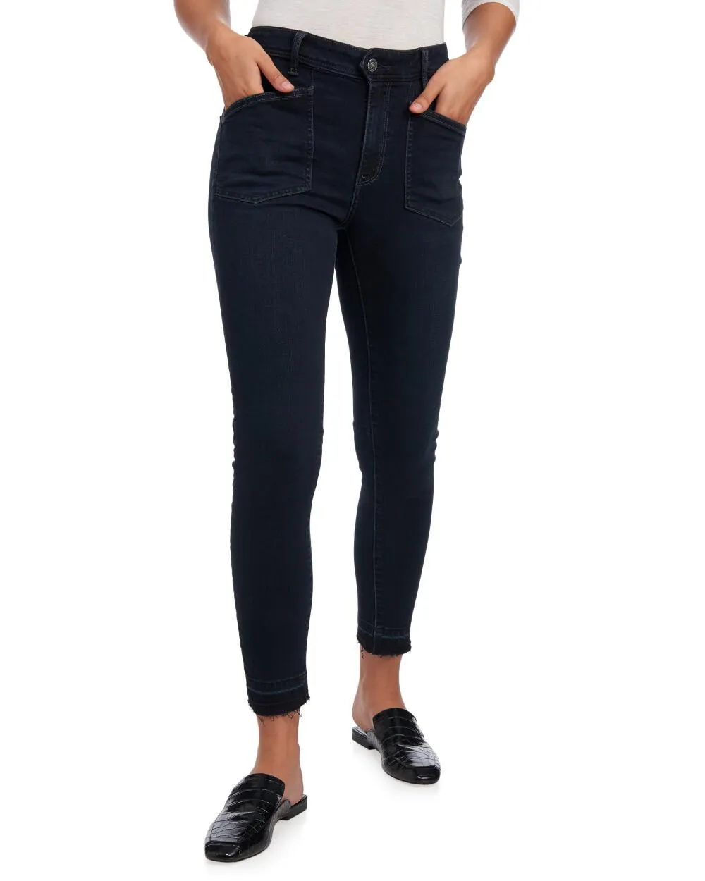 Free People Women's Mid Rise Released Hem Skinny Jeans