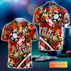 Gambling Casino Gambling Style Personalized Name 3D Polo Shirt Gift For Poker Players