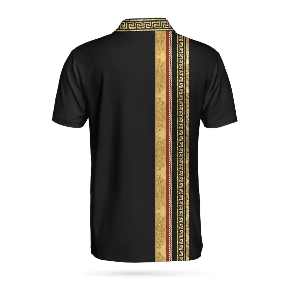 Golf Crusader King Luxury Baroque Pattern Golf Polo Shirt, Elegant Black Golfing Polo Shirt, Best Golf Shirt For Men Coolspod