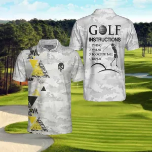 Golf Instructions Triangle And Camouflage Pattern Polo Shirt Coolspod