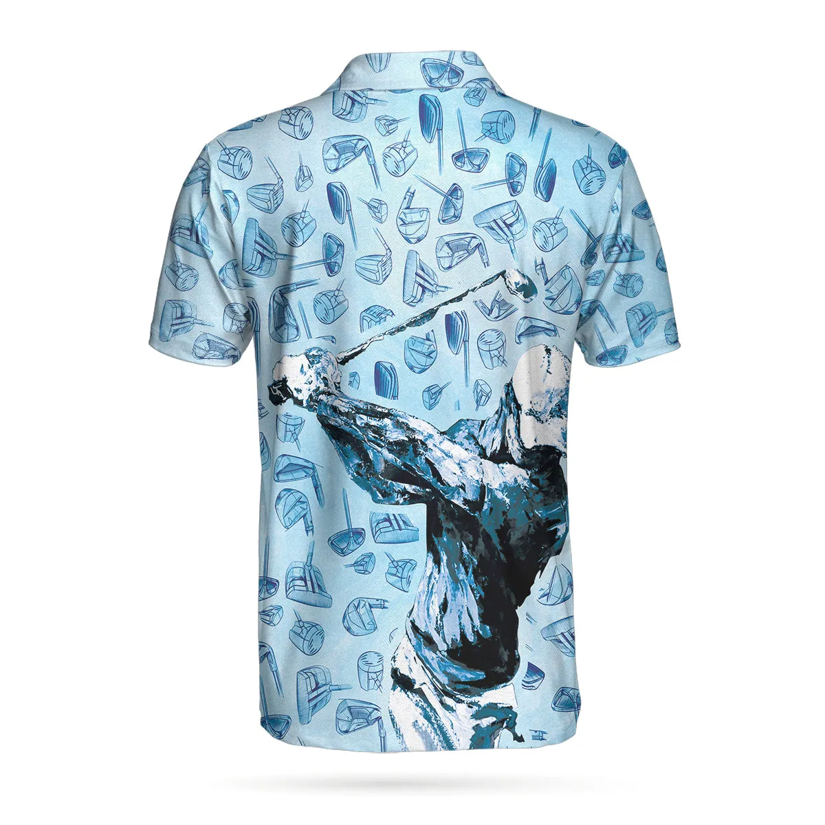 Golf Swing Abstract With Golf Club Header Pattern Golf Polo Shirt, Sky Blue Golf Shirt For Men Coolspod