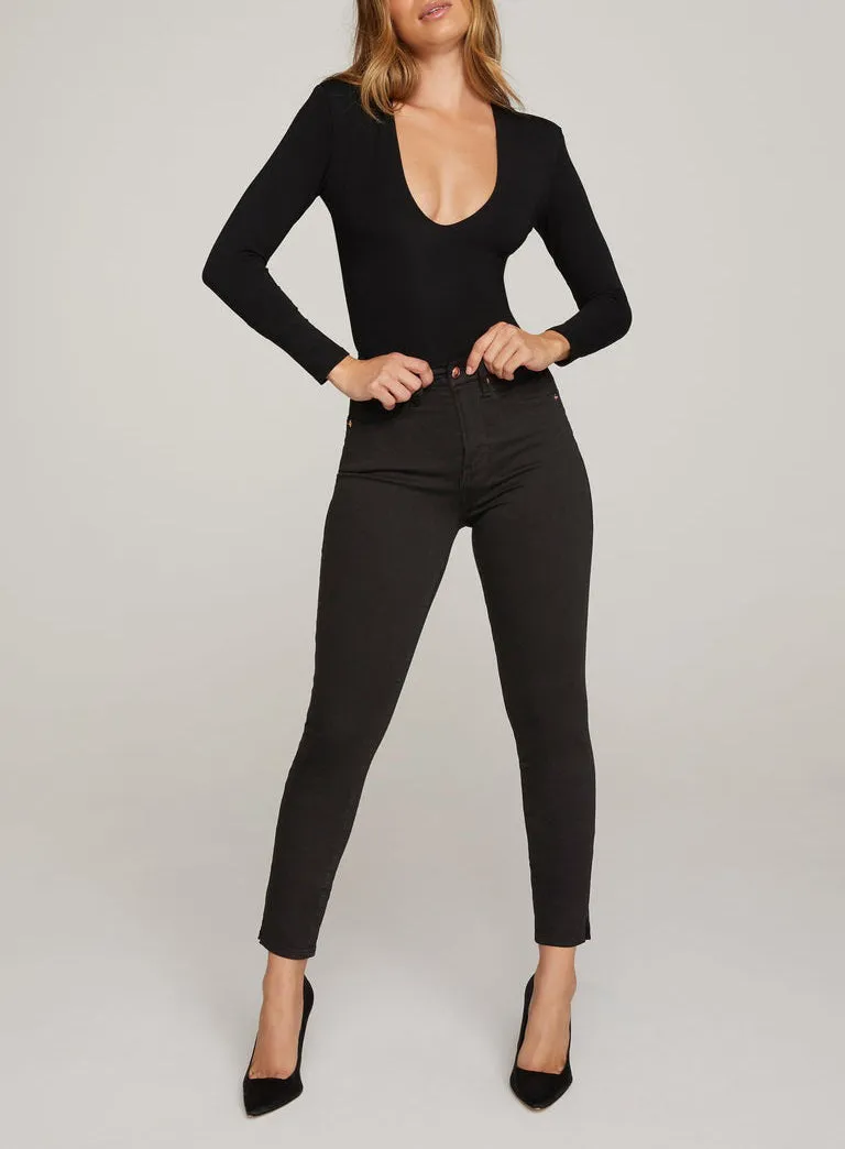 Good American Good Waist Crop Side Slit Black