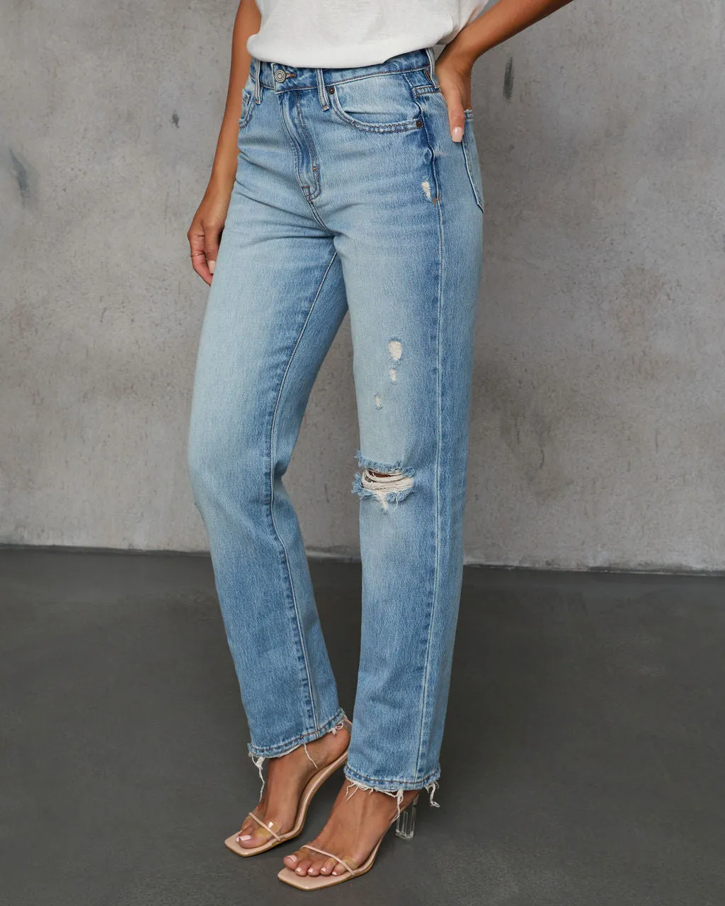 Grazie Cropped High Rise Distressed Jeans