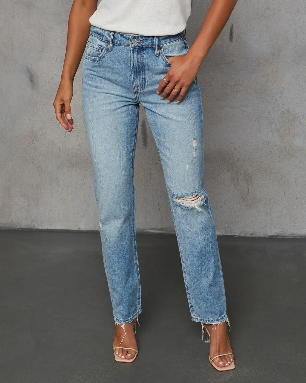 Grazie Cropped High Rise Distressed Jeans