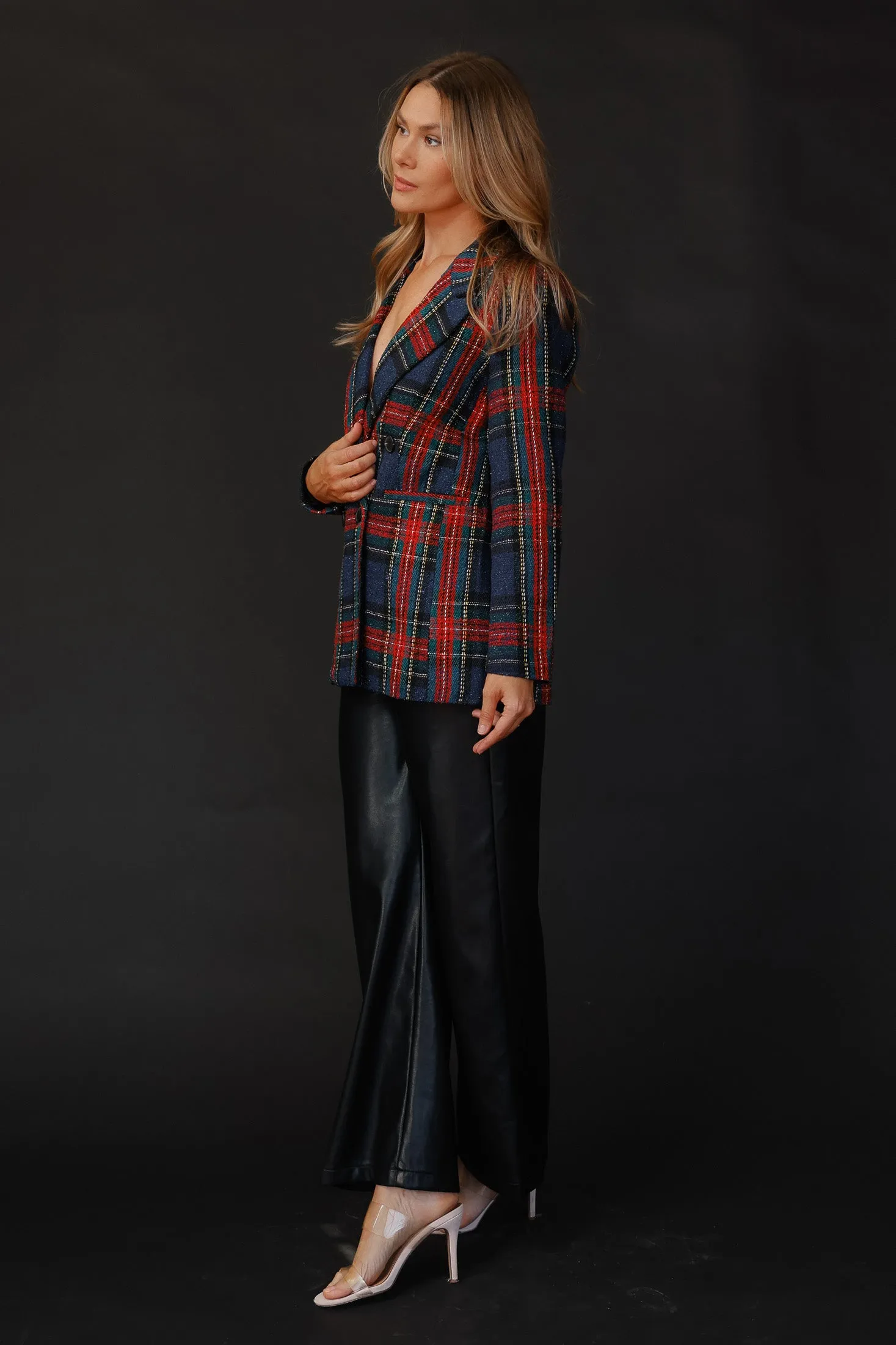 Helen Red Tweed Plaid Blazer - Final Sale