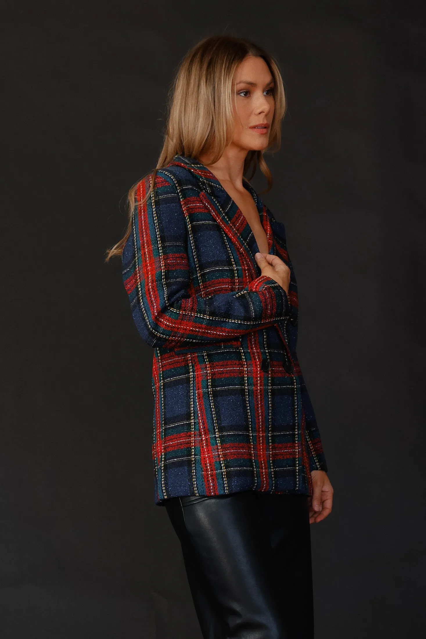 Helen Red Tweed Plaid Blazer - Final Sale